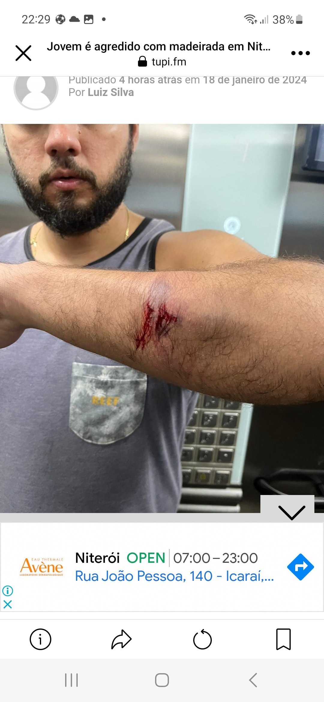 Jovem é agredido com madeirada em Niterói