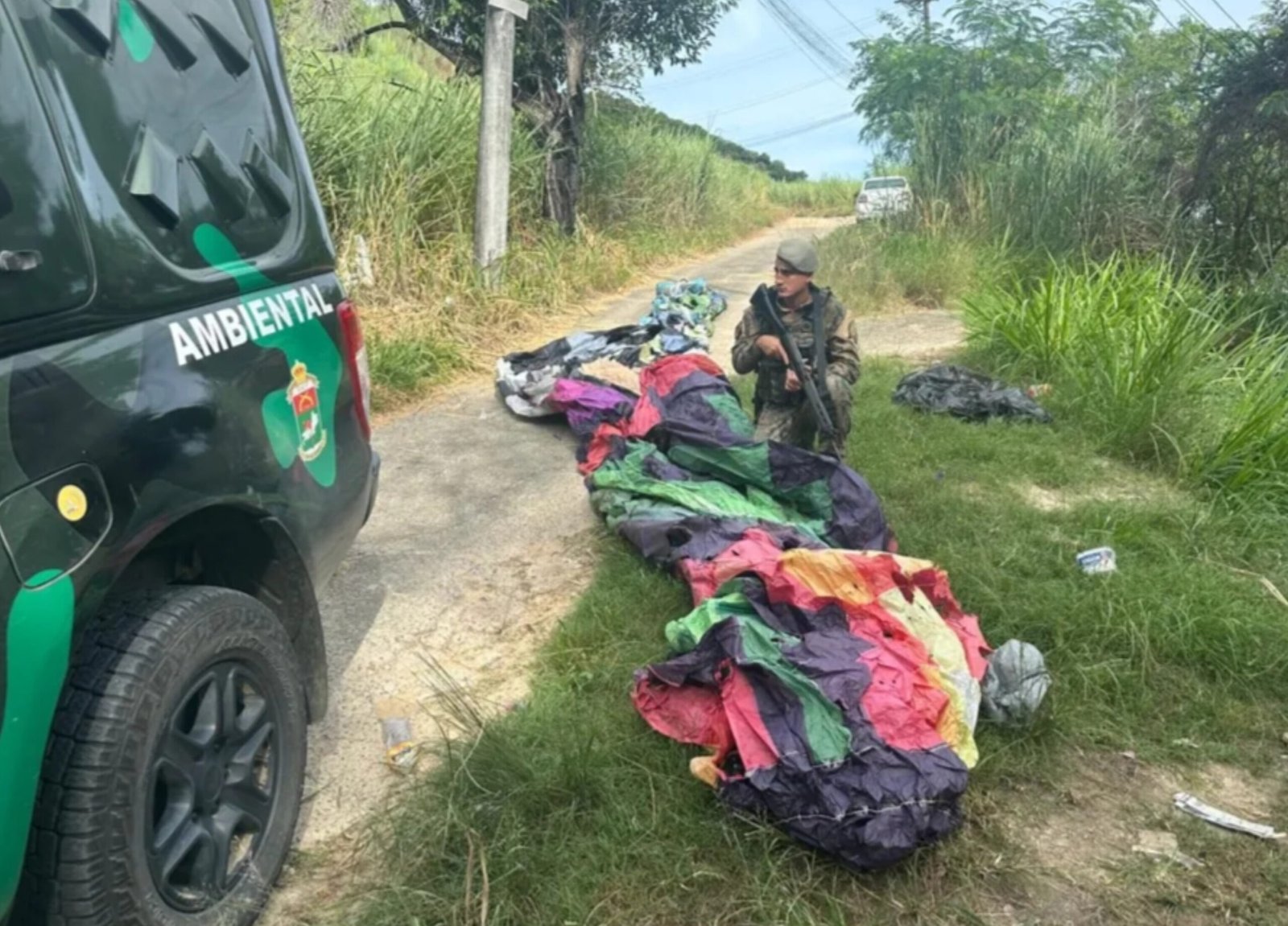 Polícia ambiental resgata balão que caiu em São Gonçalo