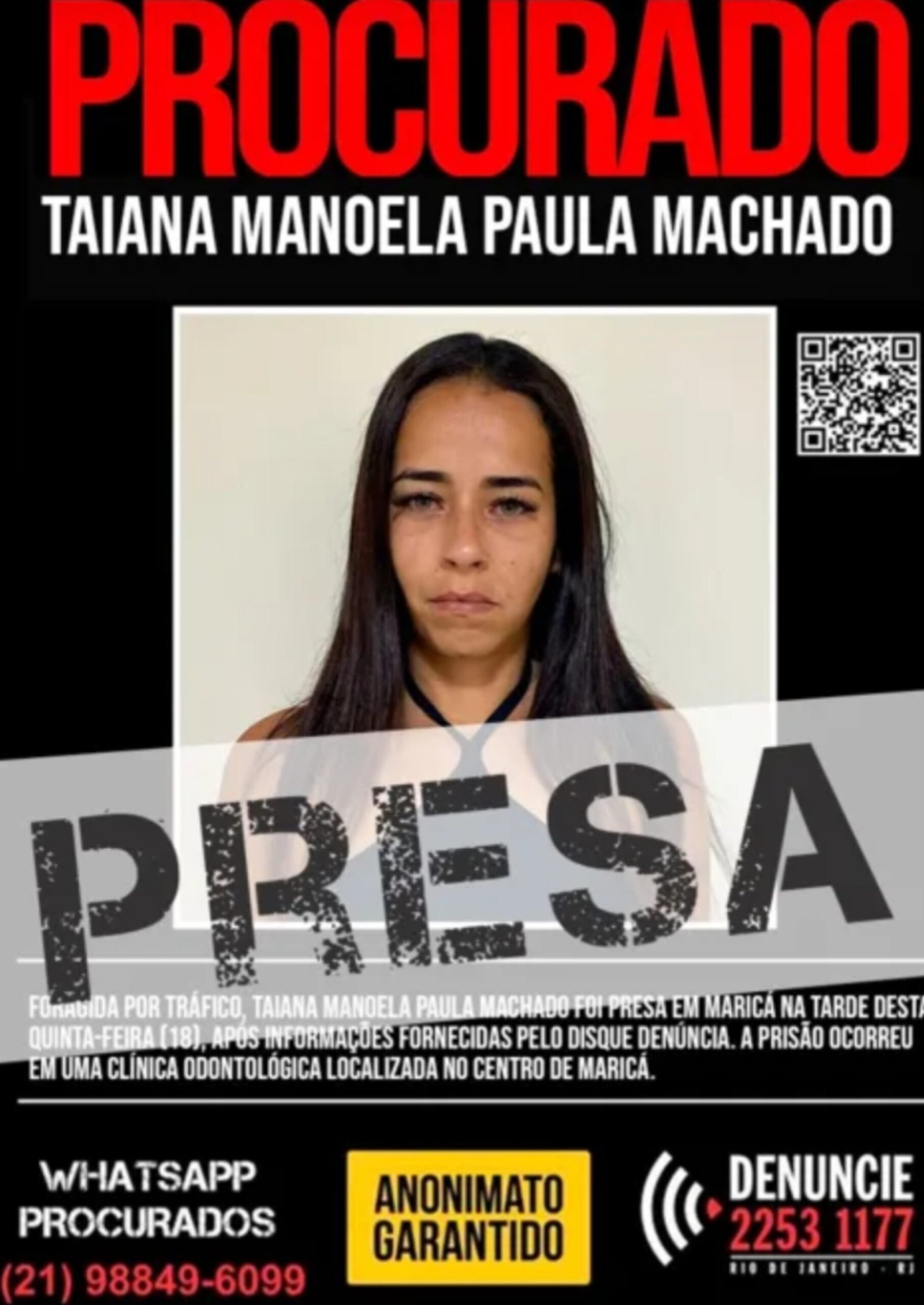 Delegacia de Maricá prende acusada de tráfico foragida da Justiça durante consulta ao dentista
