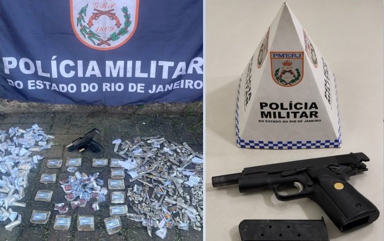 Fim da fuga: suspeito armado bate carro em poste e acaba preso em São Gonçalo; PM ainda captura trio do tráfico
